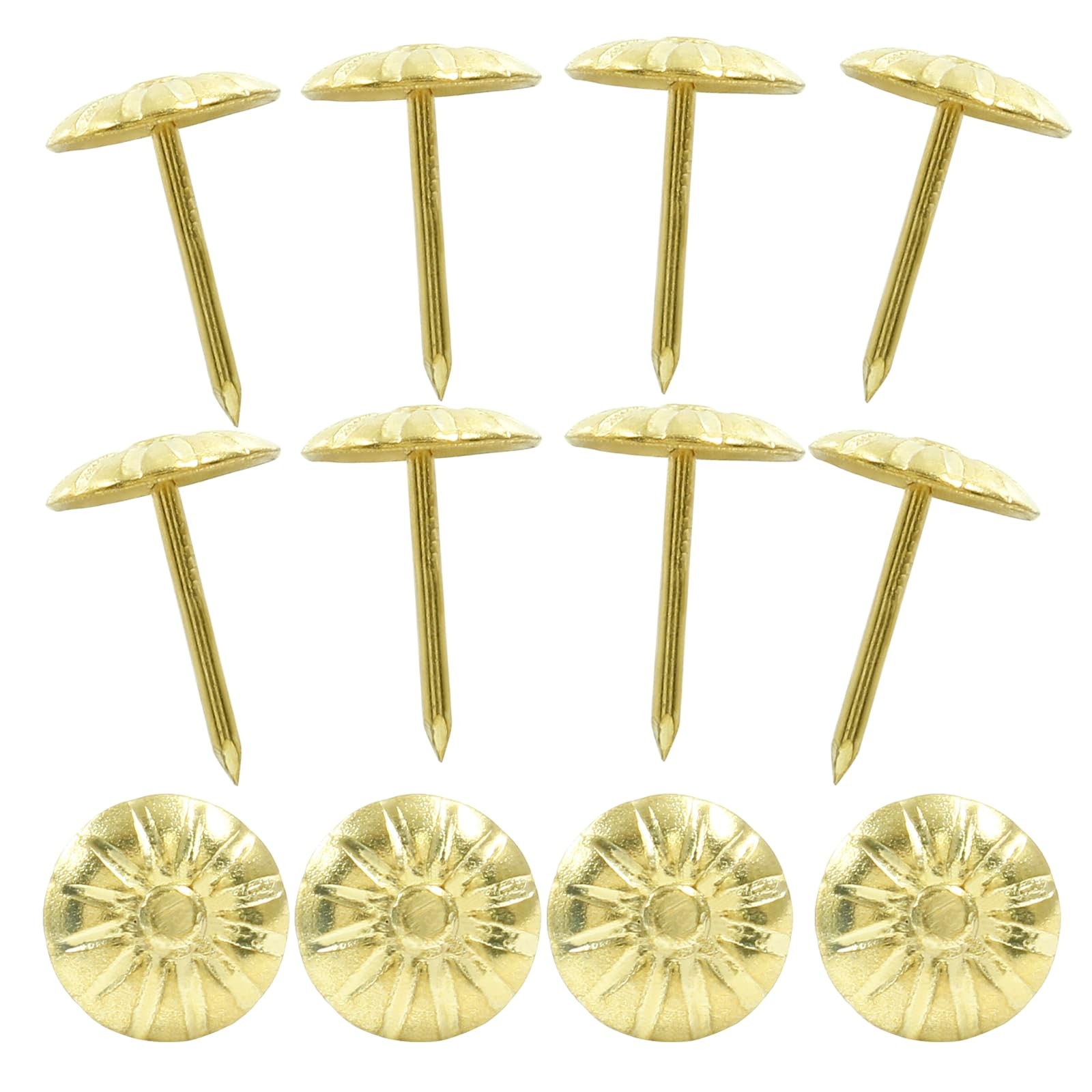 100PCS Gold Brass Upholstery Decorative Tacks, Antique Furniture DIY Nails Up…