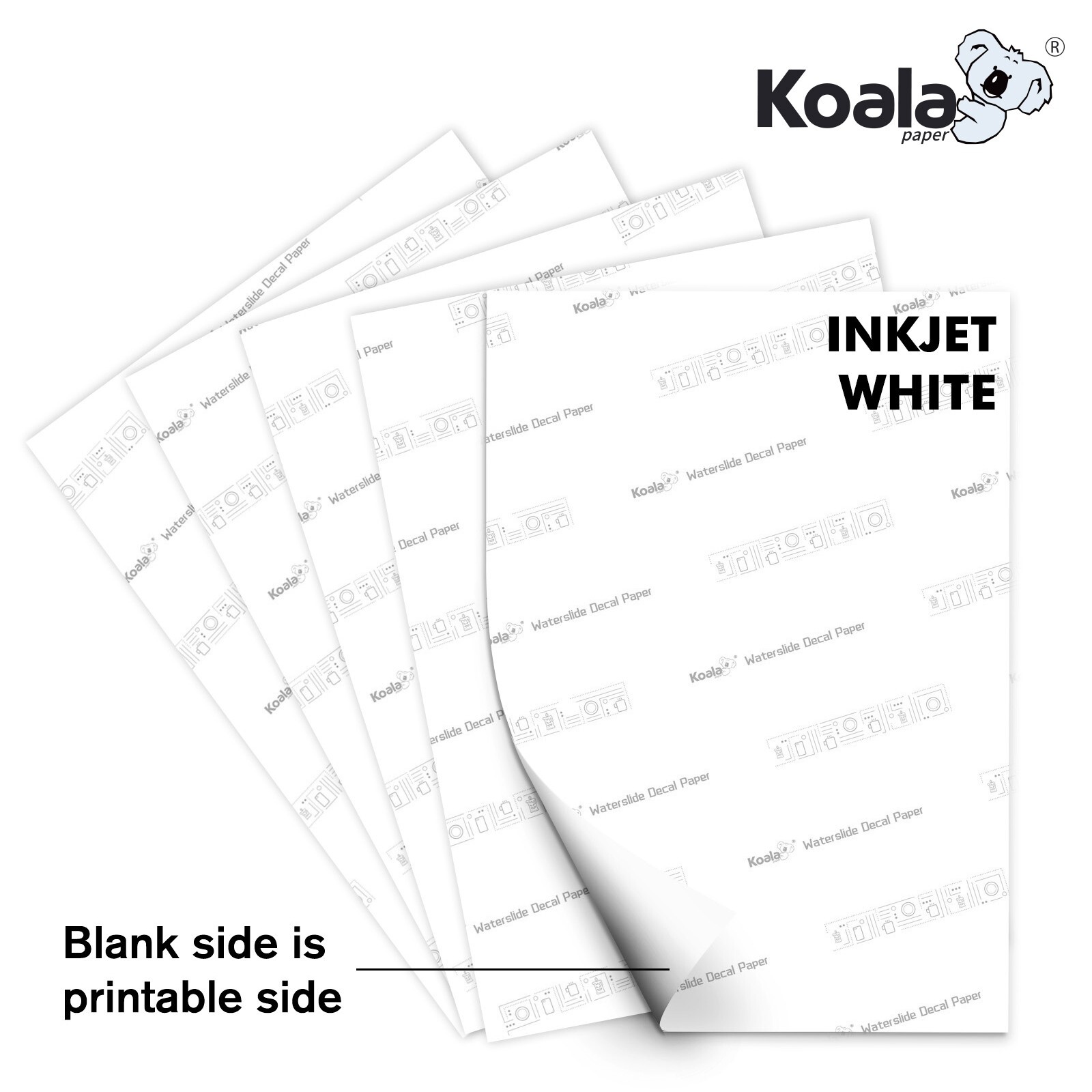 Koala Waterslide Decal Paper Inkjet White 25 Sheets Water Slide Transfer Paper