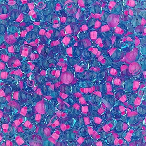 DPF-19, Hot PINK Lined AQUA, 10g, 3.4mm drop/fringe beads, (db-33)