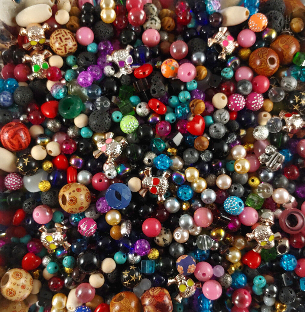 250PC. Mixed Lot 4MM-20MM Glass, Wood, Gemstone, Acrylic Spacer Loose Beads