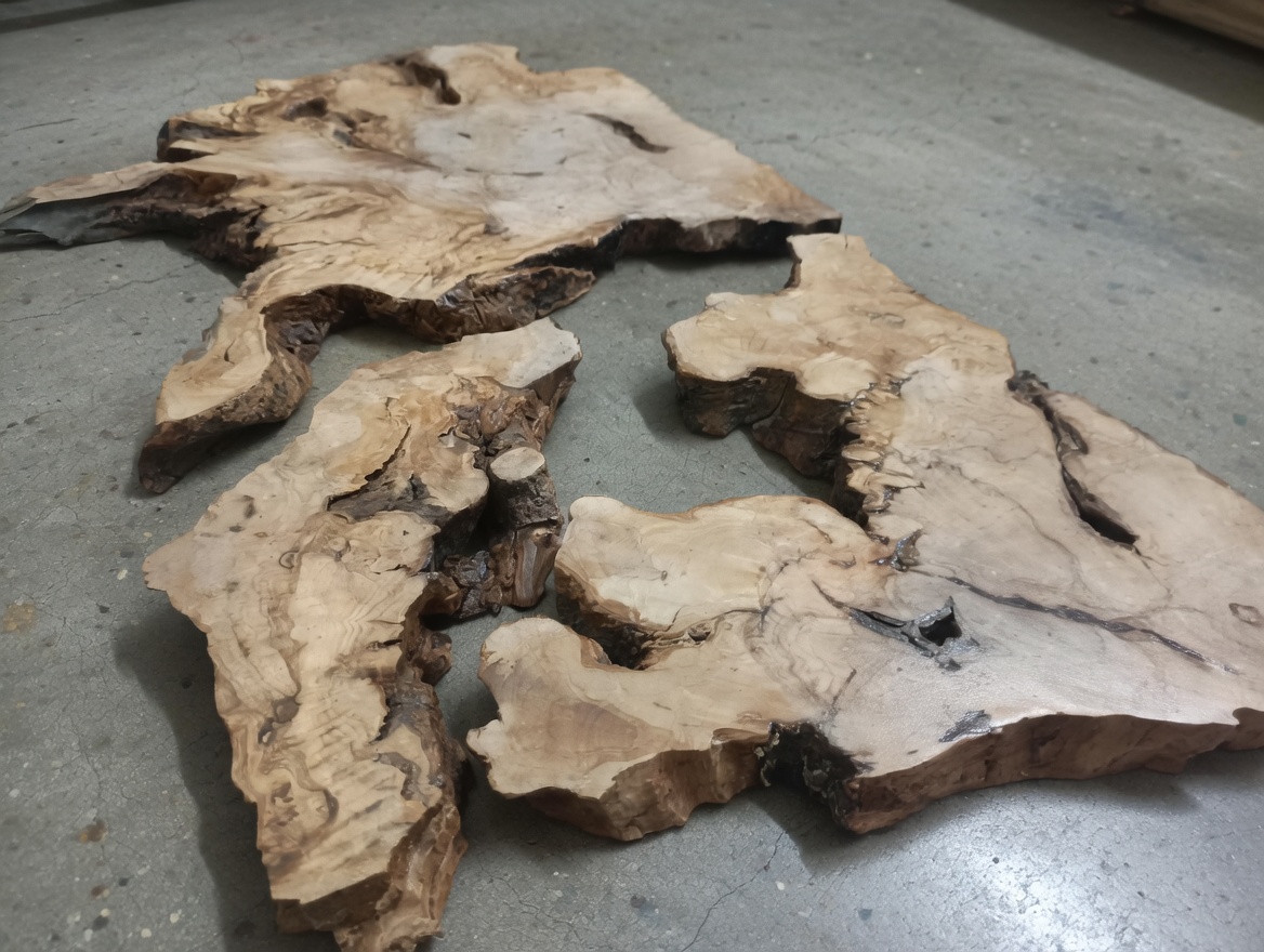 Live Edge Olive Wood Slab Set 3 Pieces for DIY and Epoxy, Ready to be Resin Tabl