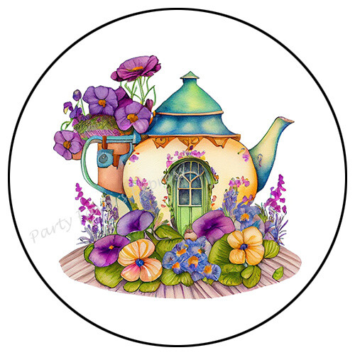 TEA POT HOUSE ENVELOPE SEALS LABELS PARTY FAVORS STICKERS