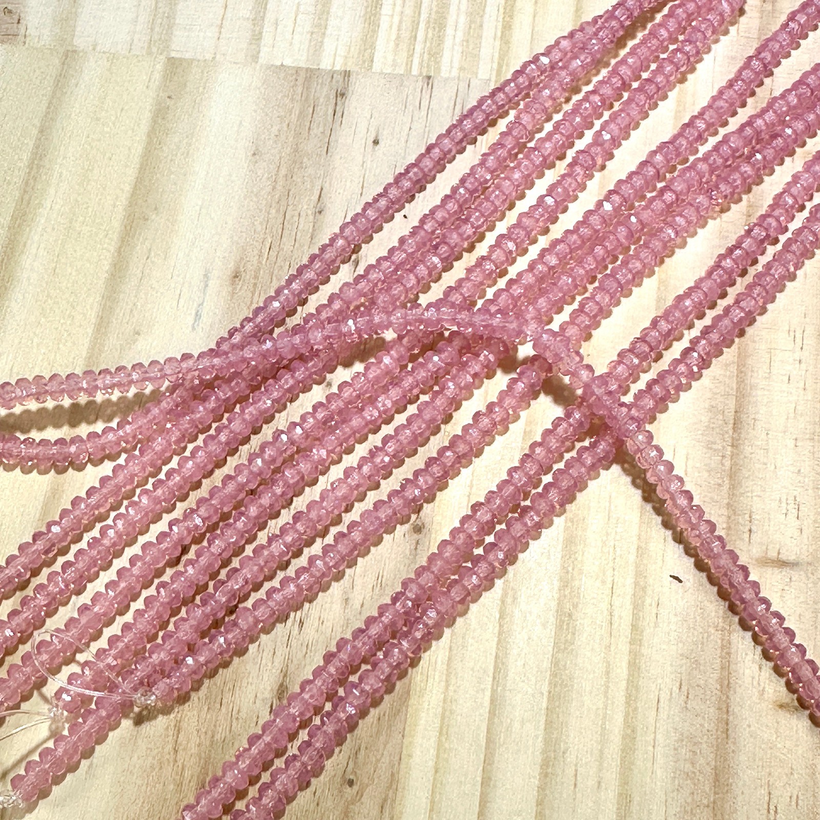 Czech Faceted Glass Doughnut Beads 2.5x4mm Rose Opal tire/donut beads 72pcs J900