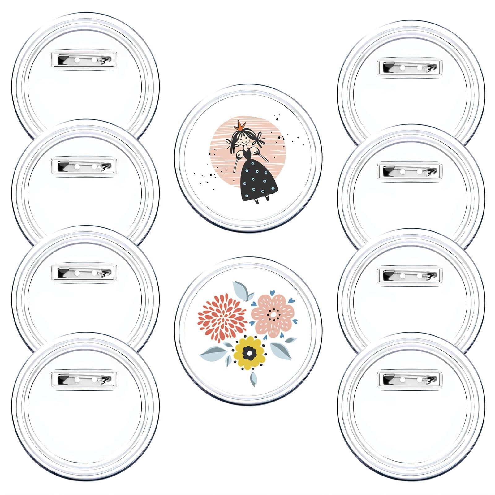 10 PCS 2.32 Inch Clear Acrylic Picture Button Pin Photo Buttons Crafts DIY