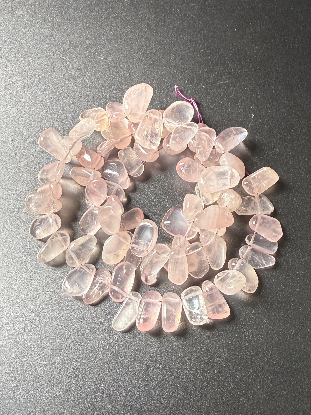 Rose Quartz Nugget Beads: 16″ Strand, Soft Pink Gemstone