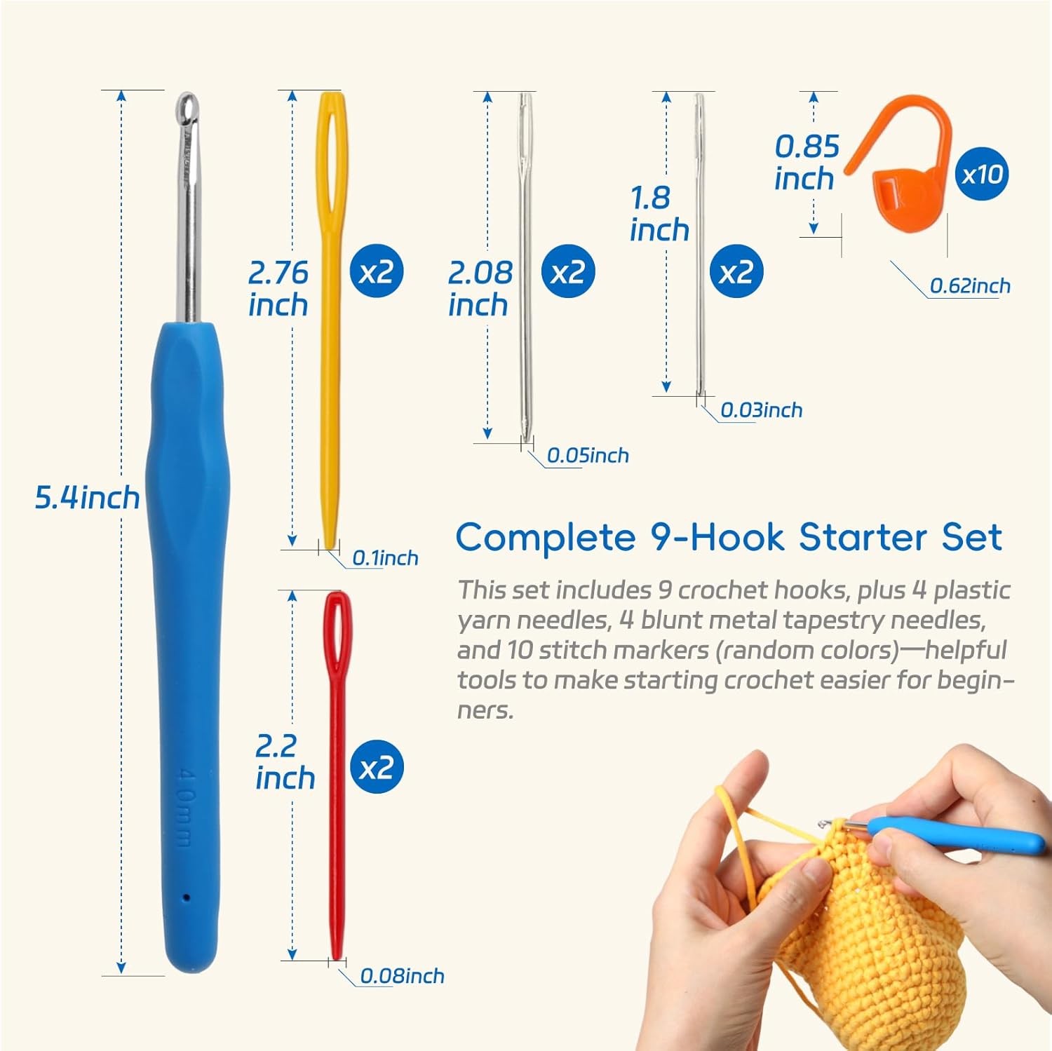 Crochet Hooks Set Clover Amour Steel Pastel 14 Pcs Ergonomic Easy Grip Bright…