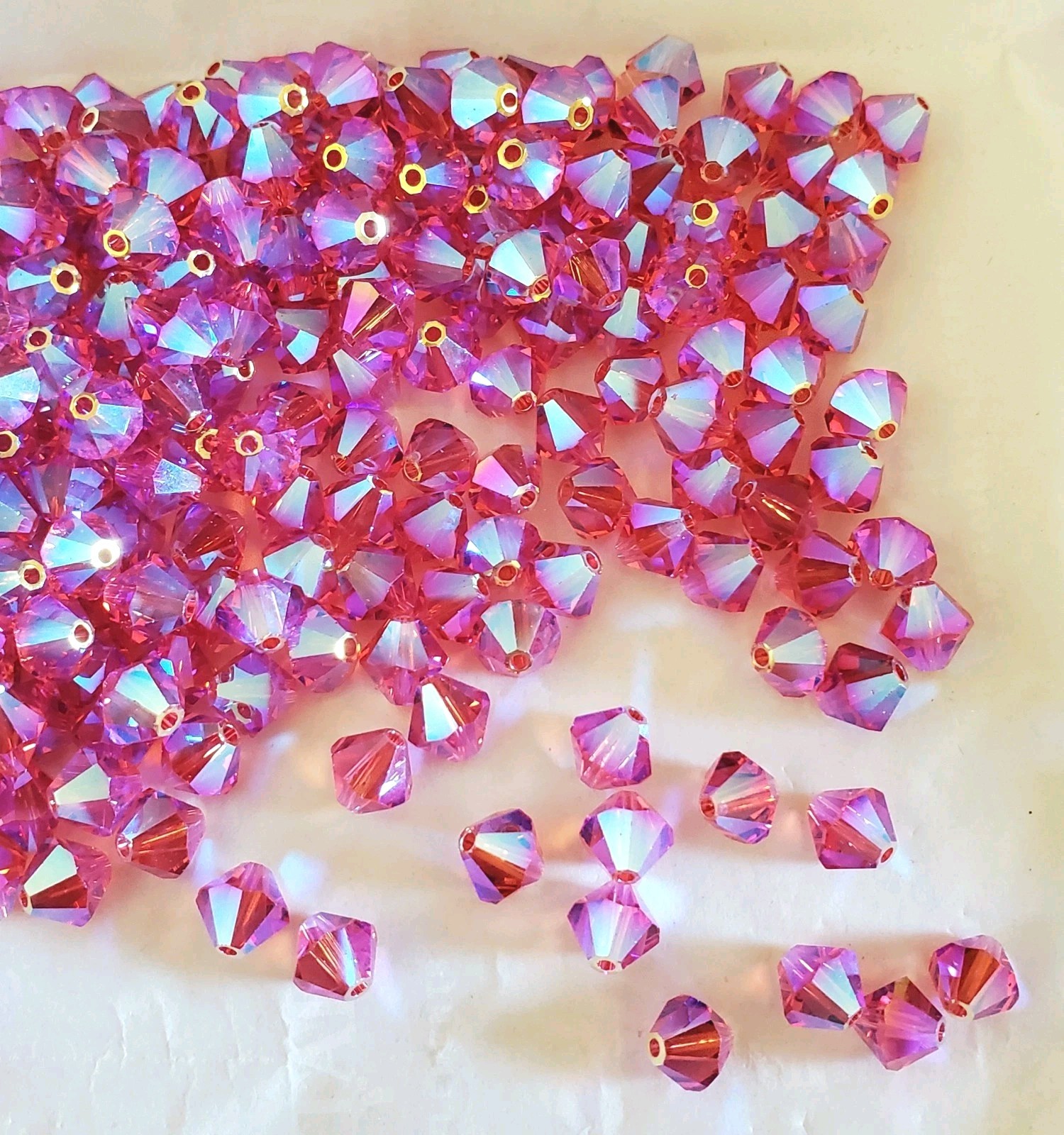 Swarovski 5301 6mm bicone beads, Indian Pink AB2X (12pcs)