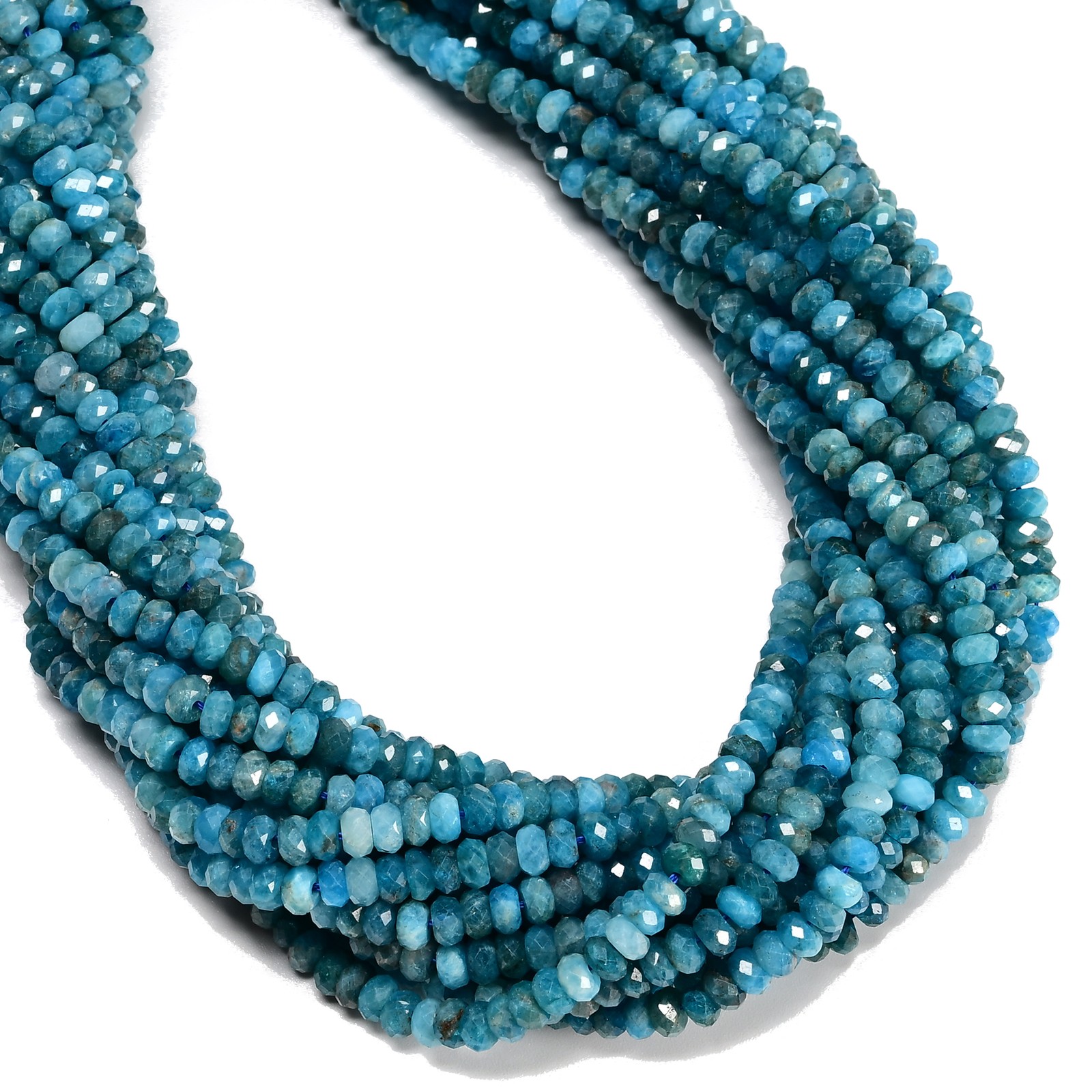 Natural Blue Apatite Faceted Rondelle Beads Size 3x5mm 15.5” Strand