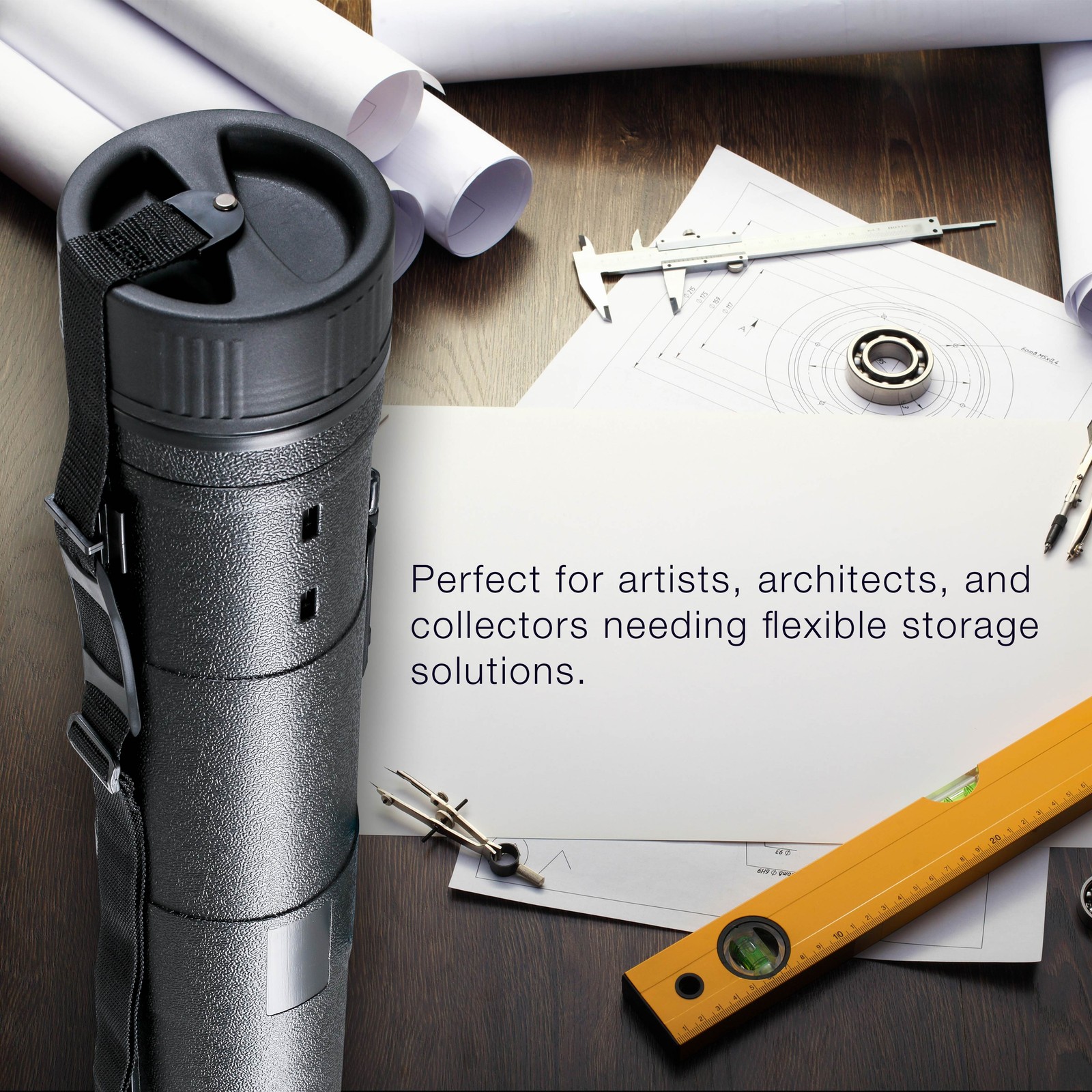 Drafting Drawing Poster Tube EXTRA-LARGE Black Diameter: 7-1/4″, Len: 42 to 62″