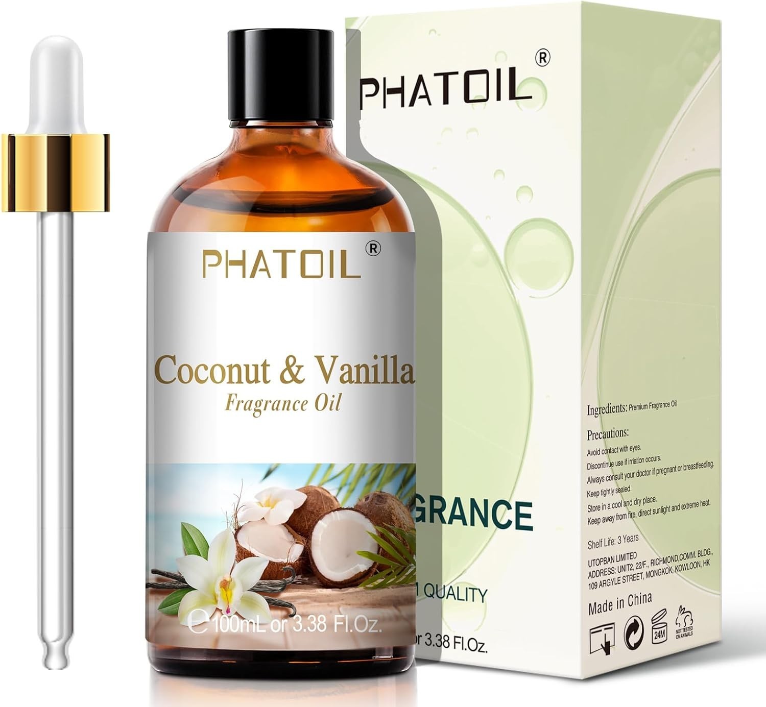 Coconut Vanilla Fragrance Oil 3.38FL.OZ 100ml Essential Oil Diffuser Candle