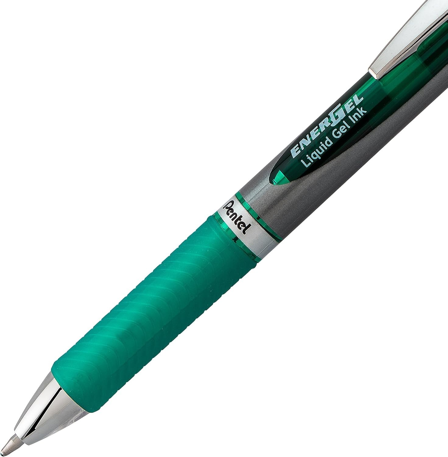 Stylish EnerGel RTX Retractable Pens 1.0mm Green Ink with Rubber Grip, 2 Pack