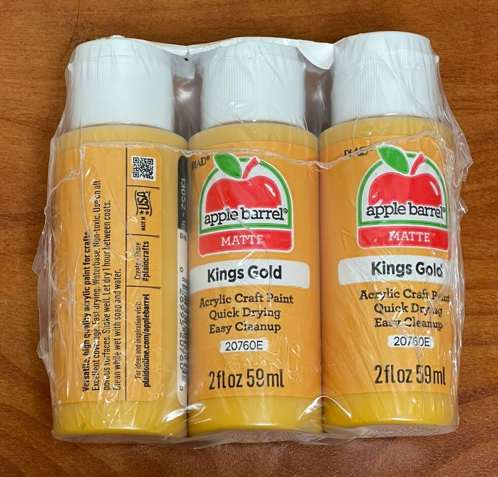 Apple Barrel Acrylic Paint ~ 20760 King’s Gold ~ Pack of 3 – 2 fl oz Bottles