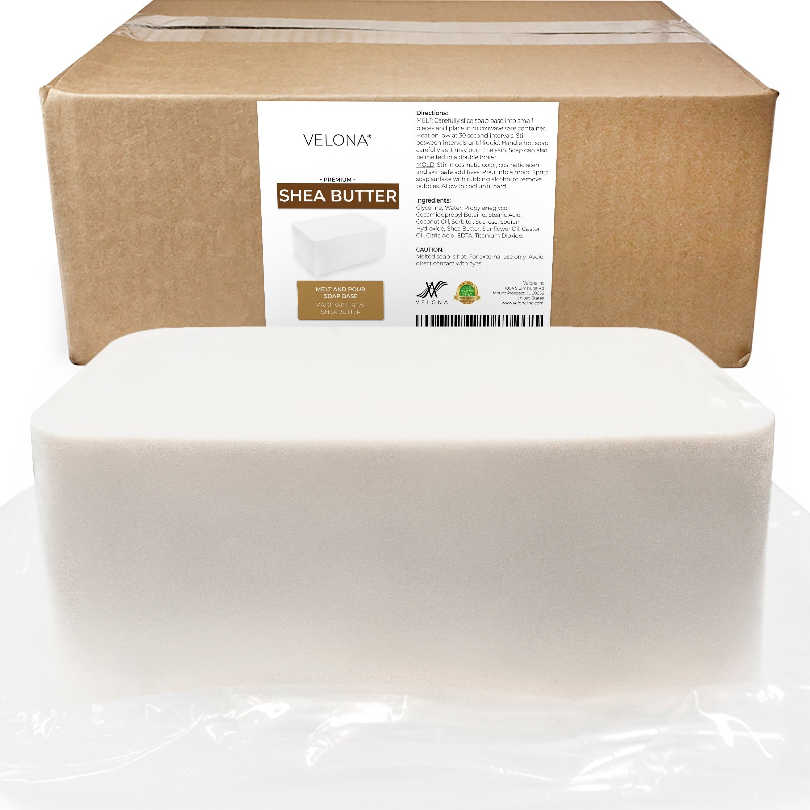 2,5,10,25 LB – Shea Butter Soap Base by Velona SLS/SLES Free Melt Pour