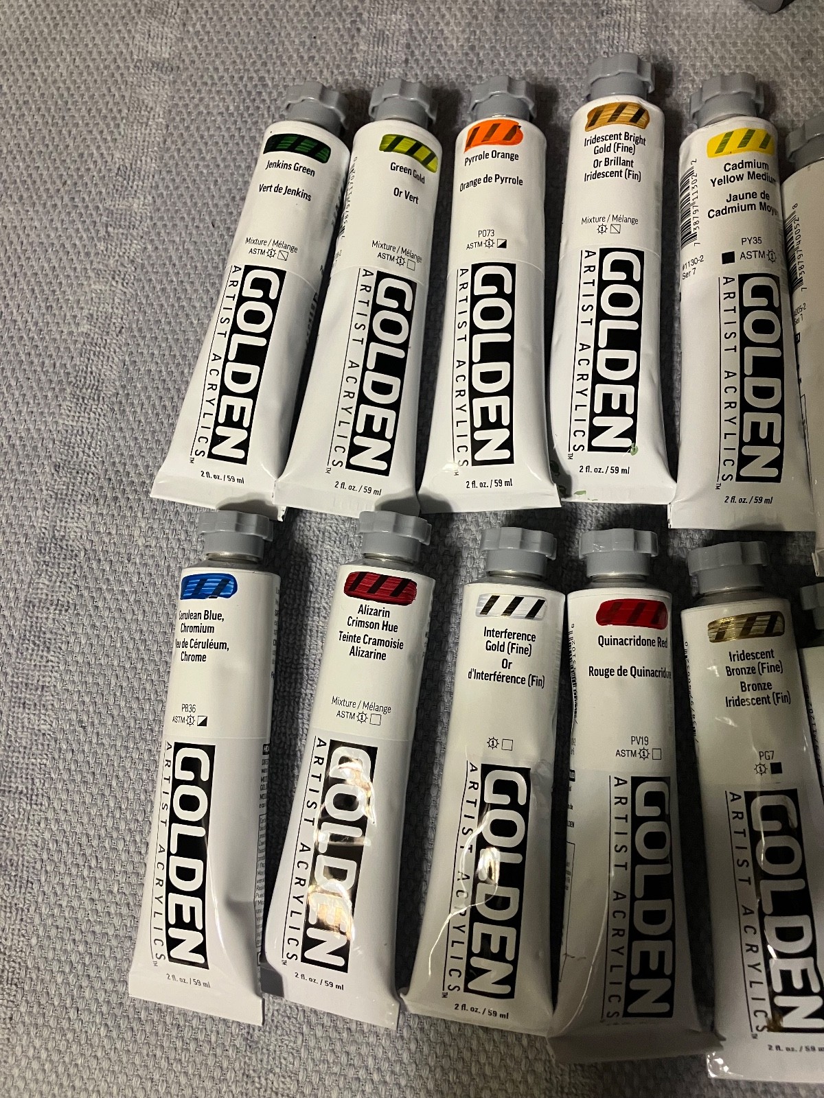 Golden Artist Colors heavy duty acrylics 2oz. LOT of 14 different HIGH SERIES