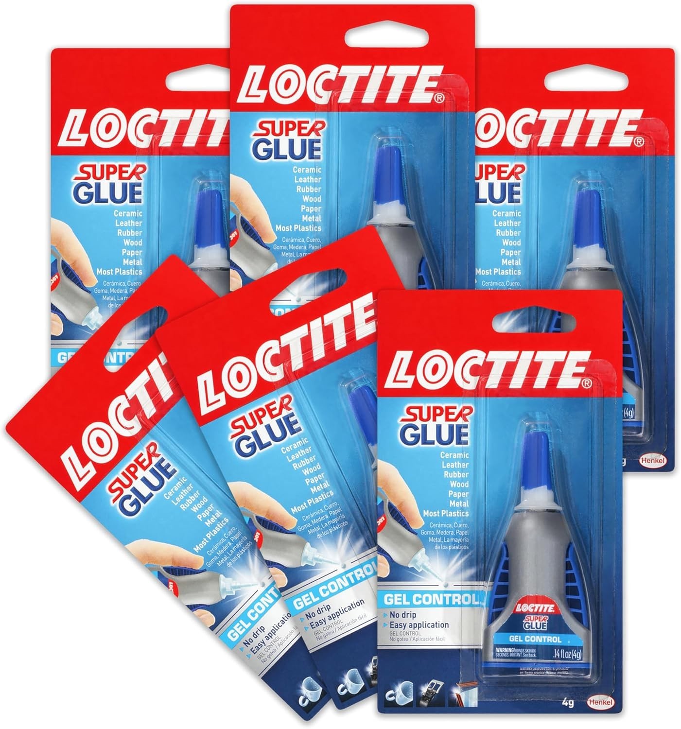 Super Glue Gel Control, Clear, 0.14 fl oz Bottle, 6 Pack – Superglue for Plas…