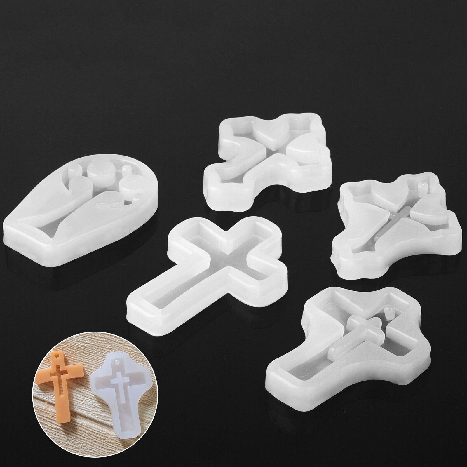 5PCS DIY Silicone Cross Resin Mold Jewelry Epoxy Making Casting Mould Craft Tool