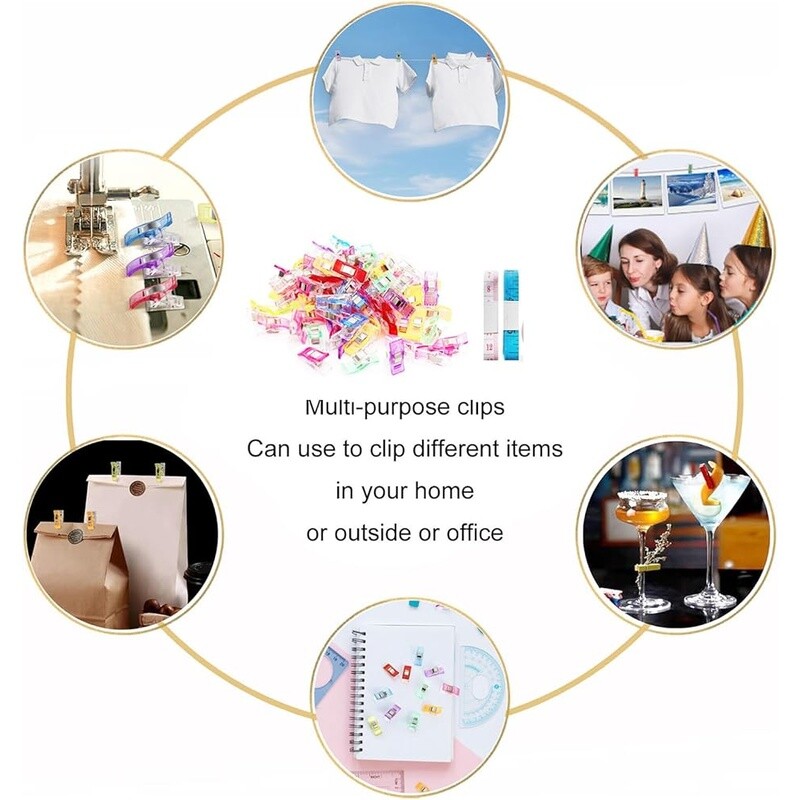 Sewing Clips 50pcs Premium Multipurpose Quilting Clips Fabric Rulers Included US