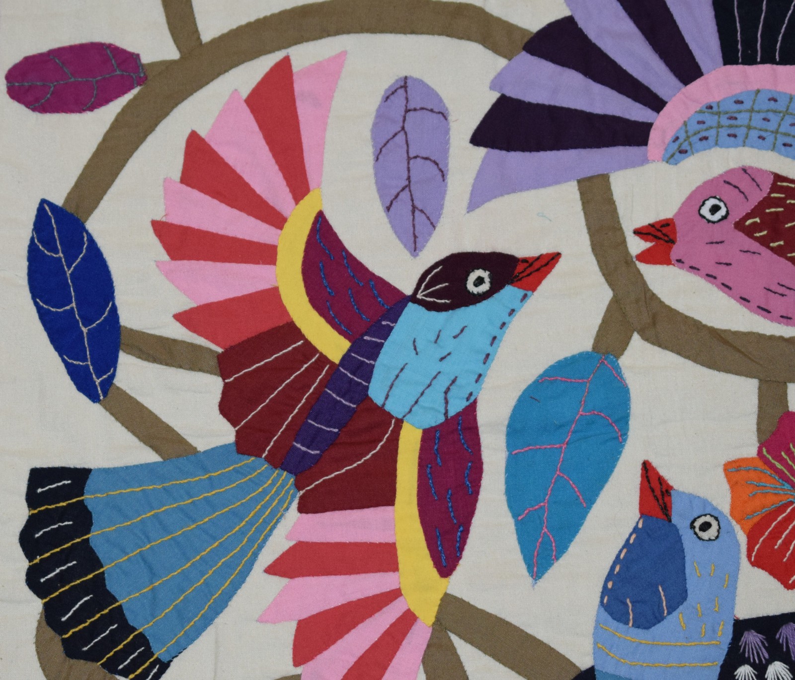 Egyptian Khayamiya Patchwork Wall Hanging Tapestry Maroon Peacock Floral