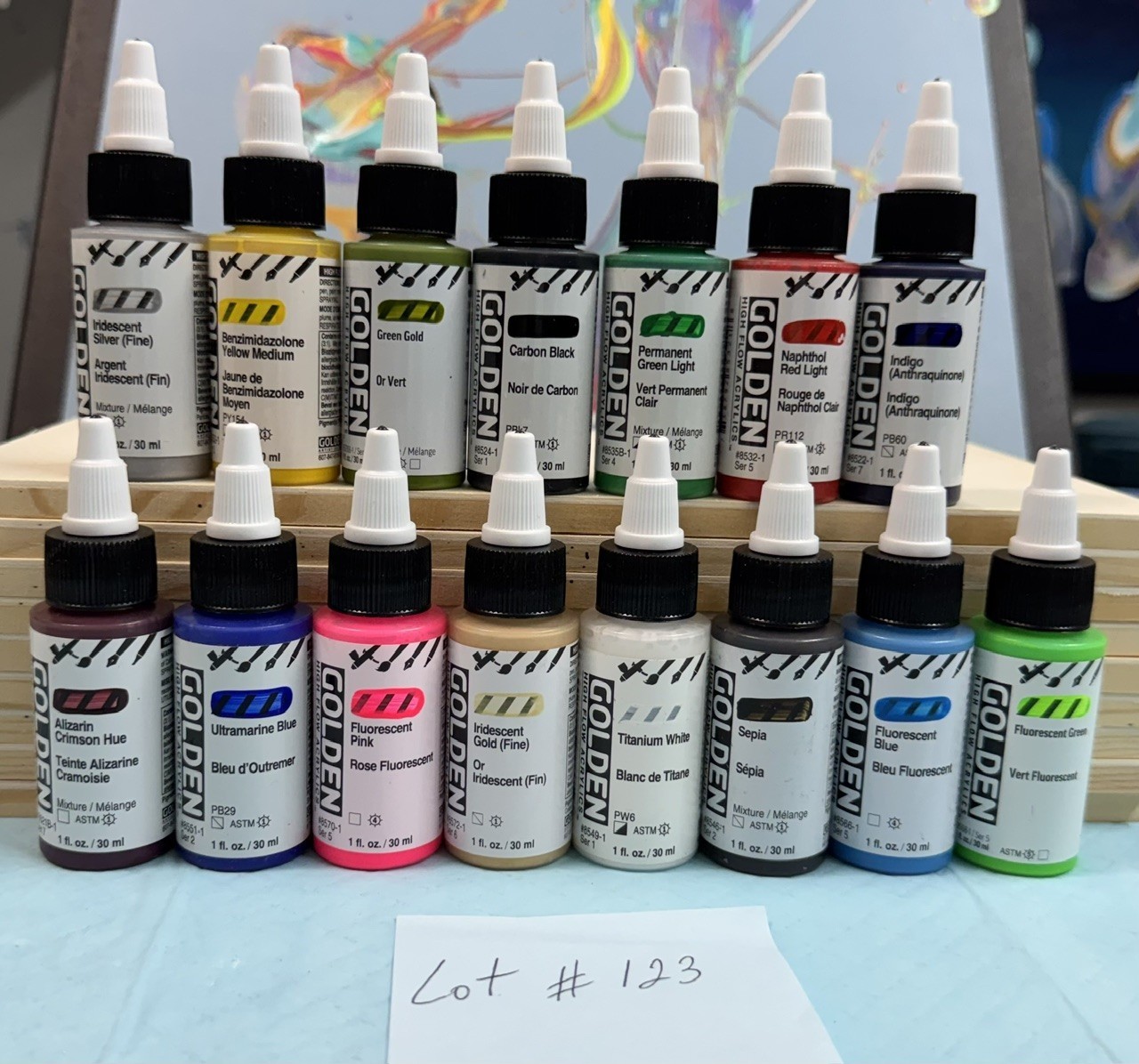 LOT OF 15 Golden High Flow Acrylics 1 fl. oz. /30 ml Sealed No Duplicates LOT123