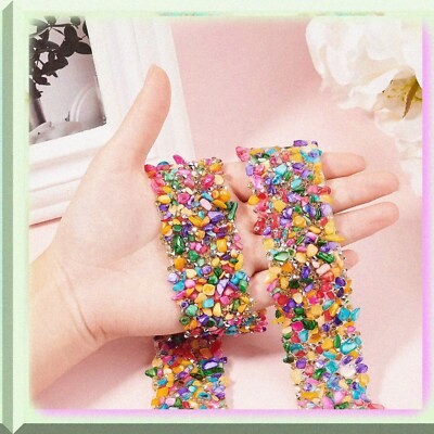 Colorful Crystal Rhinestone Trim 37mm for Fabric Decoration