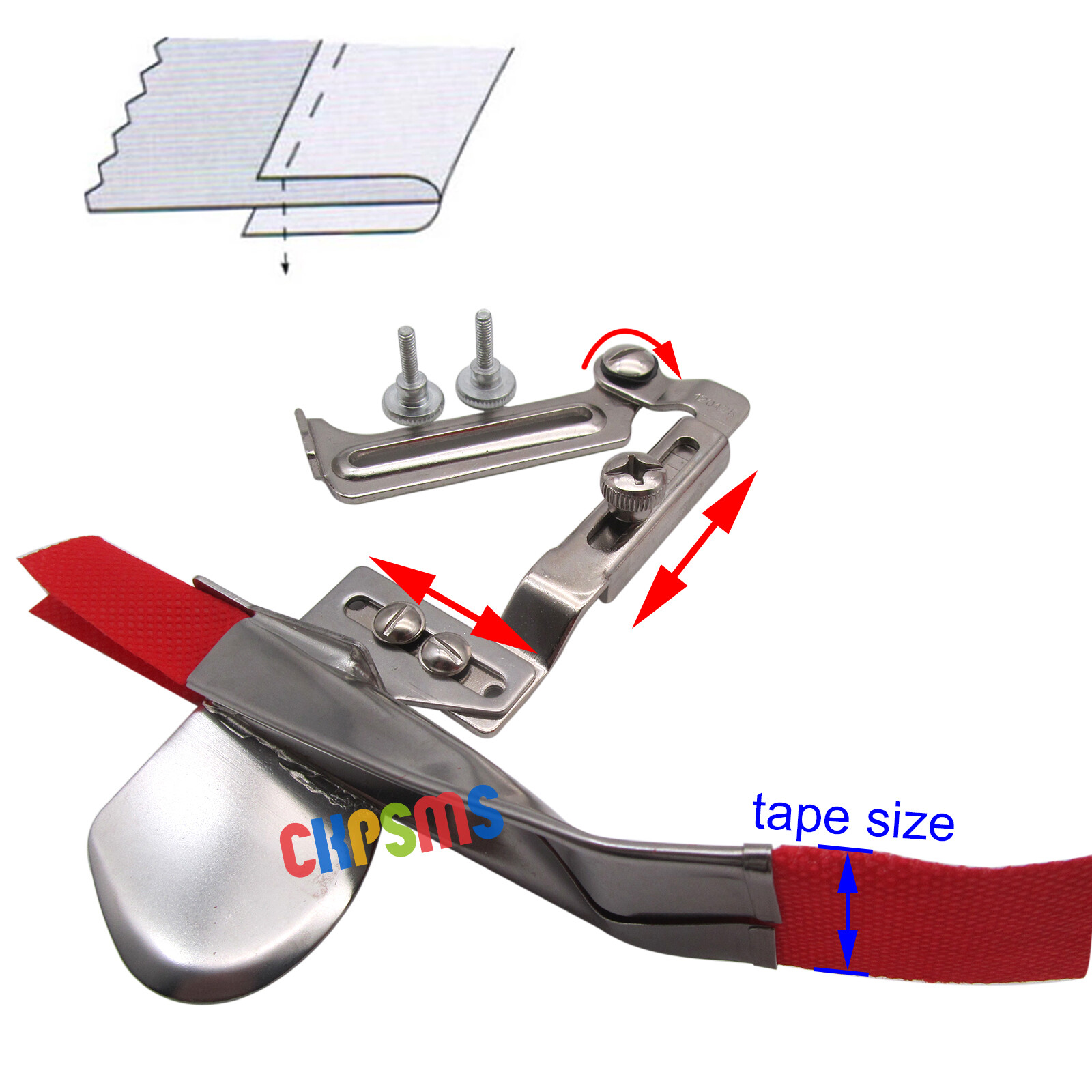 Swing Away Adjustable Plain Raw Edge Single Fold Binder For Sewing Machines