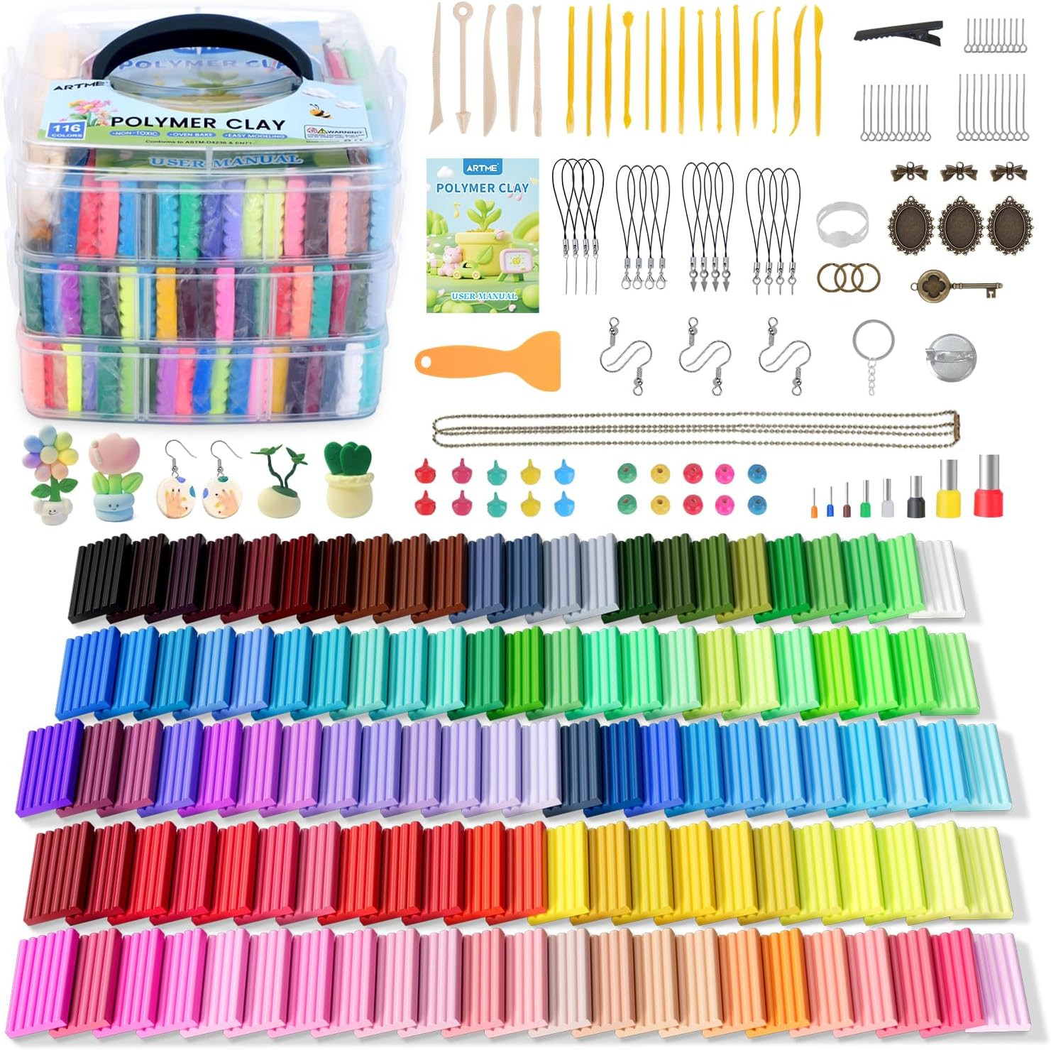 Artme Polymer Clay, 116 Colors Oven Bake Modeling Clay Starter Kits for Kids, Cr