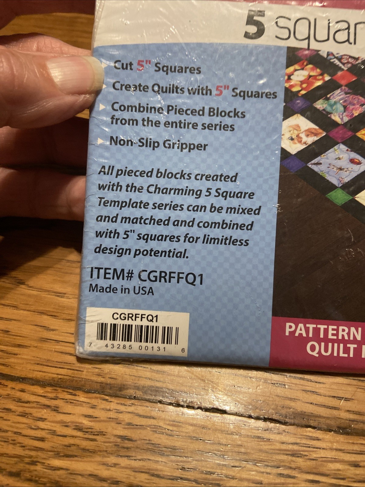 Genuine Creative Grids Quilt Ruler 5” Squares Template Carolyn Griffin #CGRFFQ1