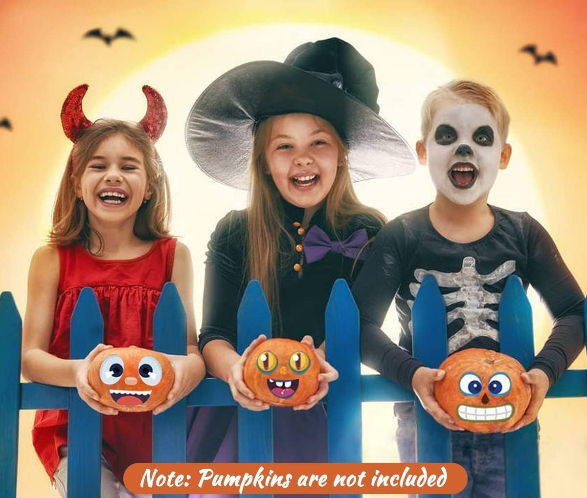 Halloween Pumpkin Decorating 5×3 inches, 48 Stickers