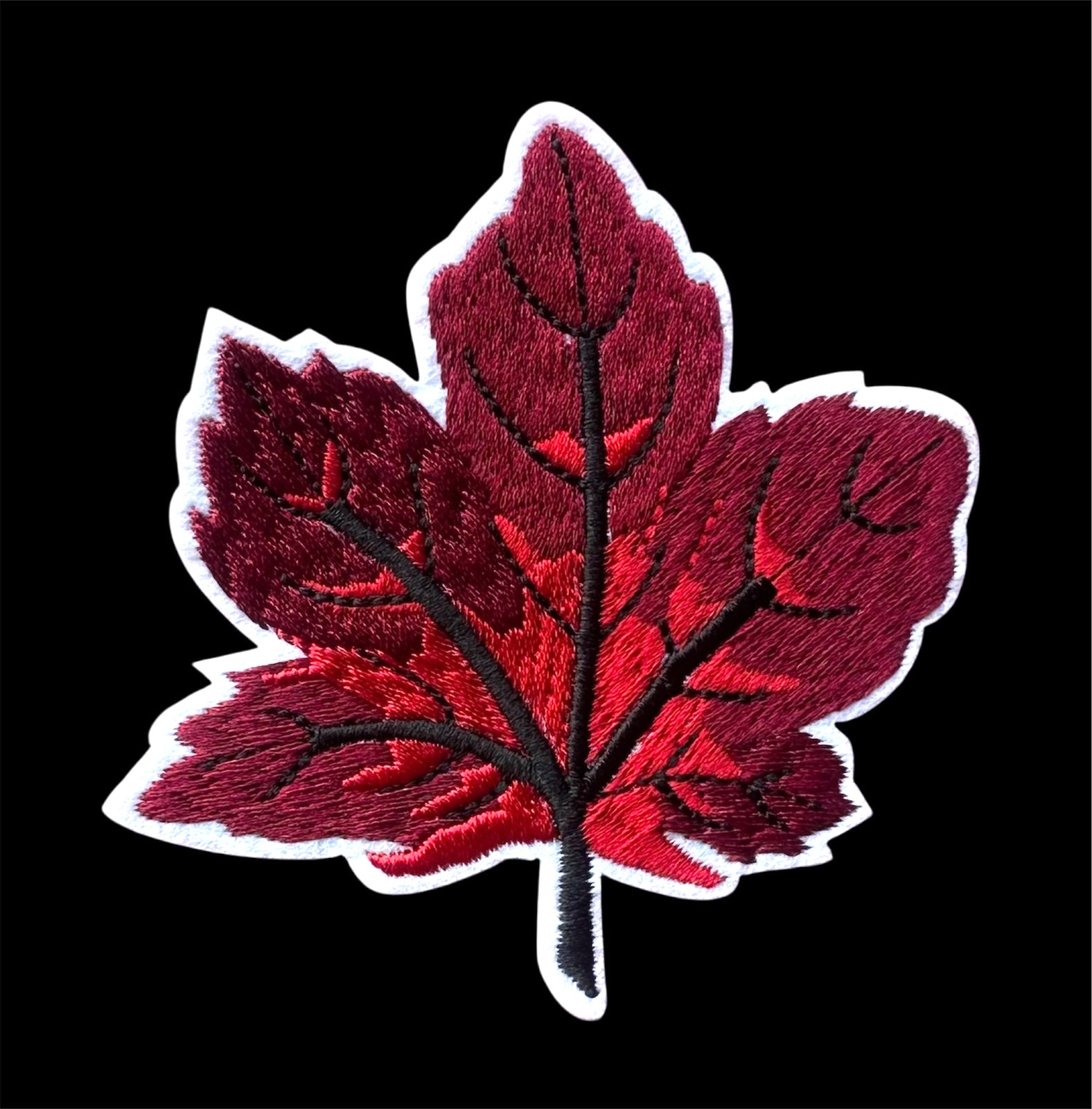 Leaf Embroidered iron on Patch red color 3+ 1/2 x 3 +1/2 inch FREE SHIPPING