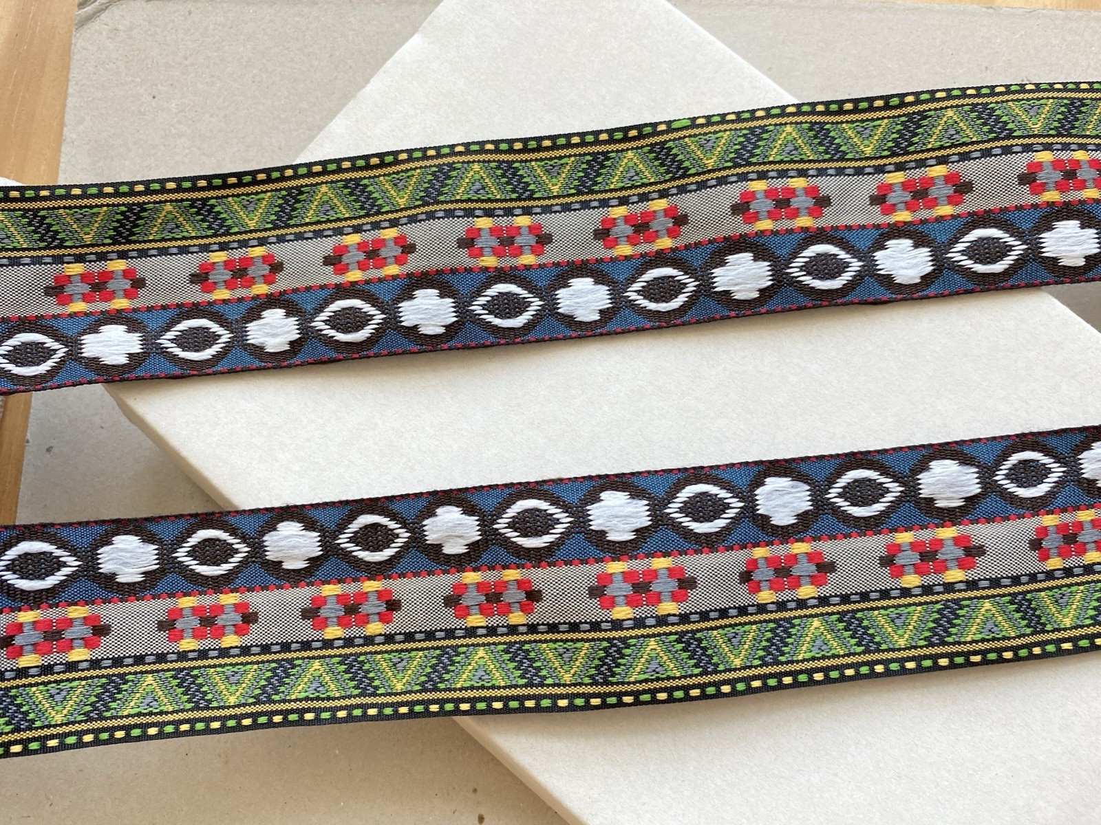 2 Yards Multicolor Jacquard Ribbon Trim for Sewing/Crafts/Belts/JG02/1.5″ Wide