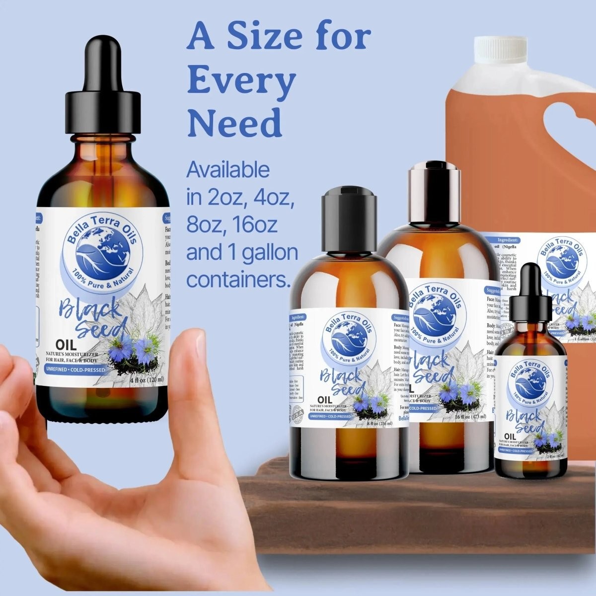 Organic Cold-Pressed Black Seed Oil Raw Unrefined 100% Pure Skin Hair Nails