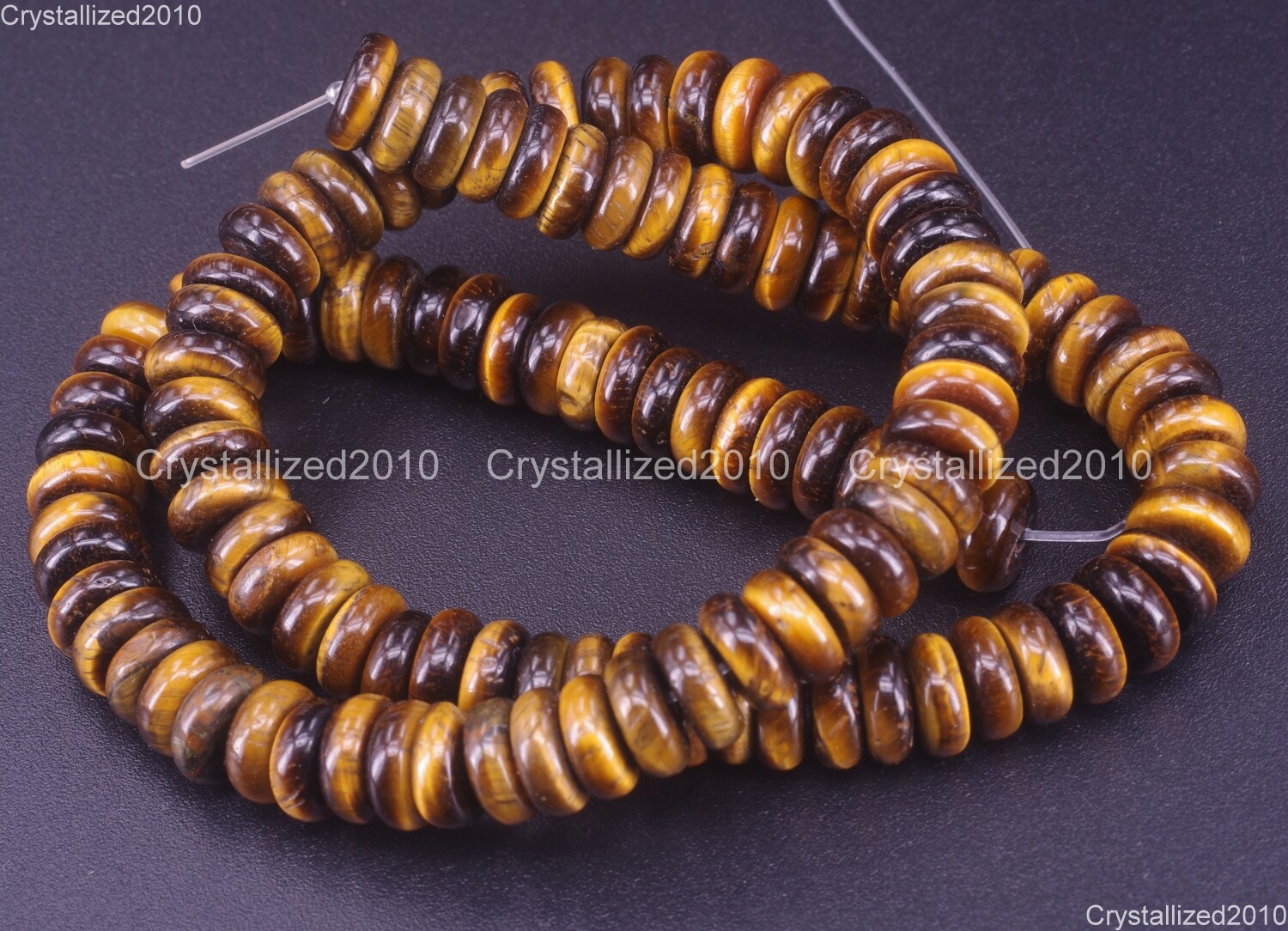 Natural Gemstone Tiger’s Eye Rondelle Spacer Beads 4mm 5mm 6mm 8mm 10mm 15.5″