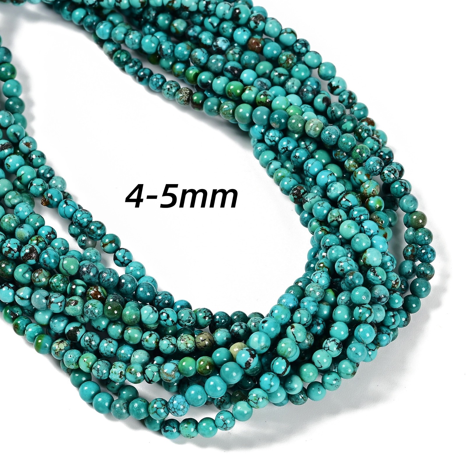 Grade A Natural Blue Turquoise Smooth Round Beads 4-5mm 6-7mm 8mm 15.5” Strand