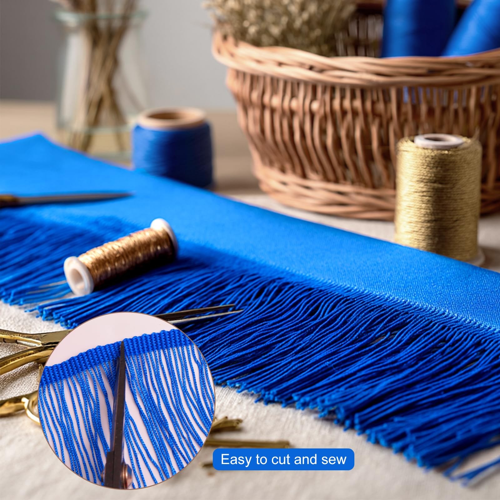MAGJERO Royal Blue Fringe Trim 6″ 3 Yards