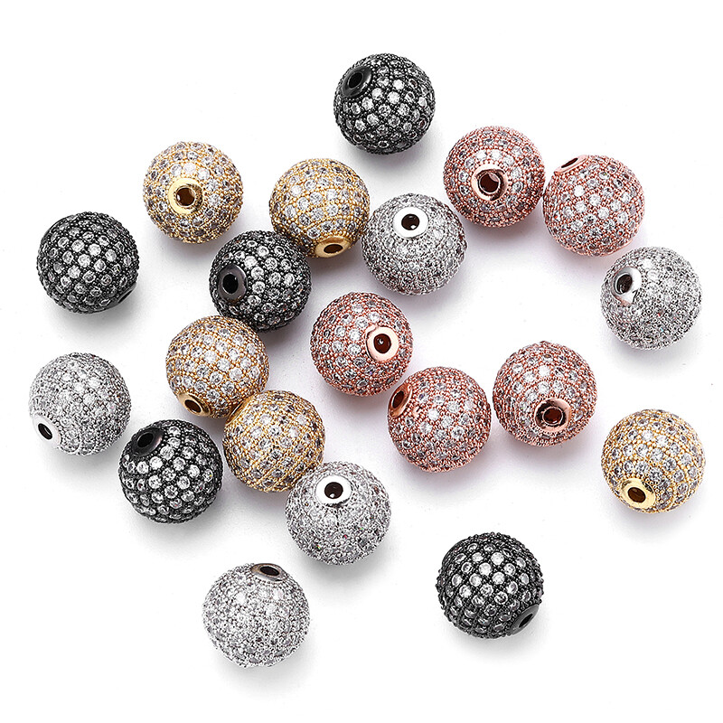 Colorful Ball Beads Zirconia Loose Spacer Beads For Jewelry Making Accessories
