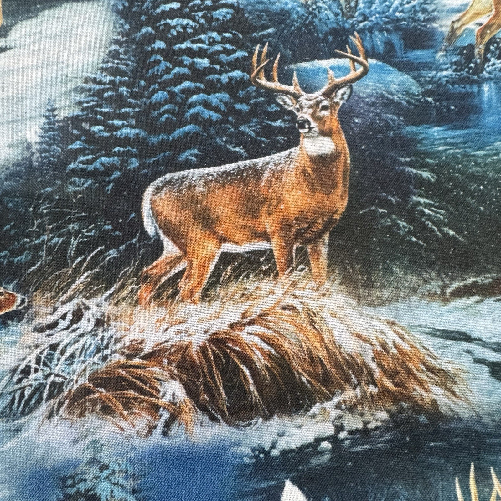 Springs Creative Wild Wings Wintergreen Scenic Deer Fabric By The Yard