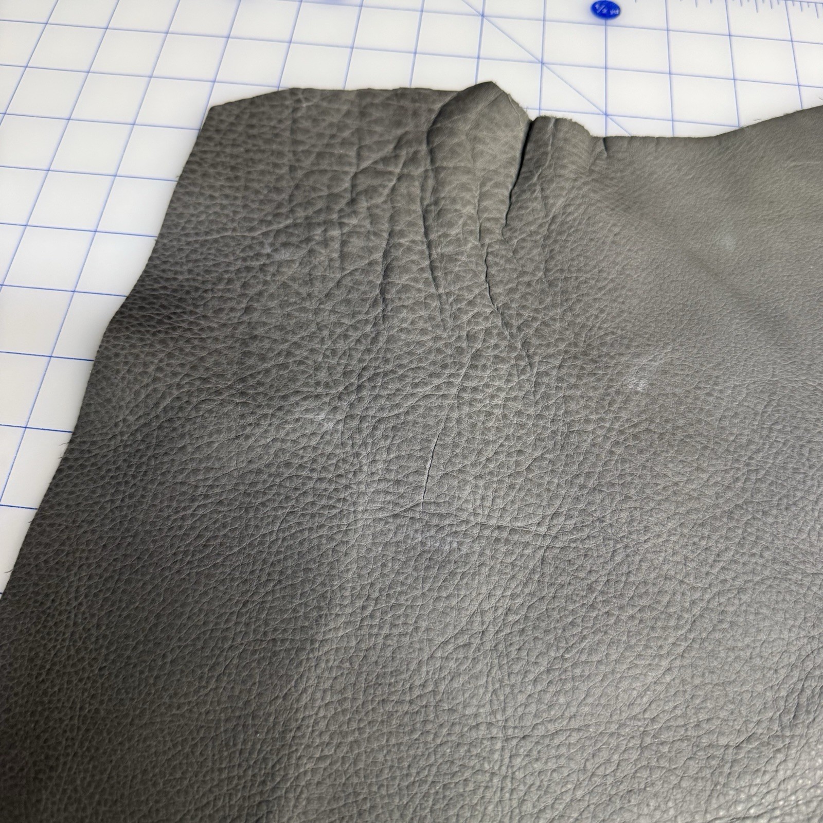 Grey Leather Hide Top Grain Remnant – See Description
