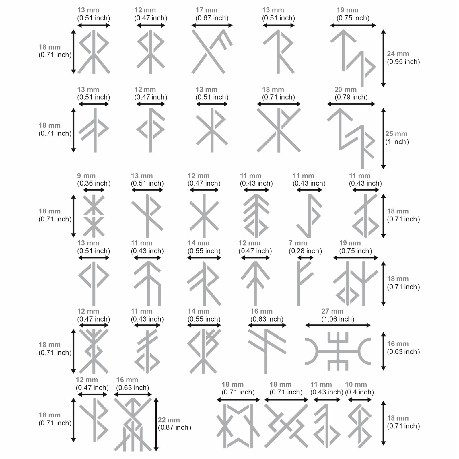 Aleks Melnyk No.412 Metal Stencil, Viking Bind Runes Generator, 4 x 7 inch