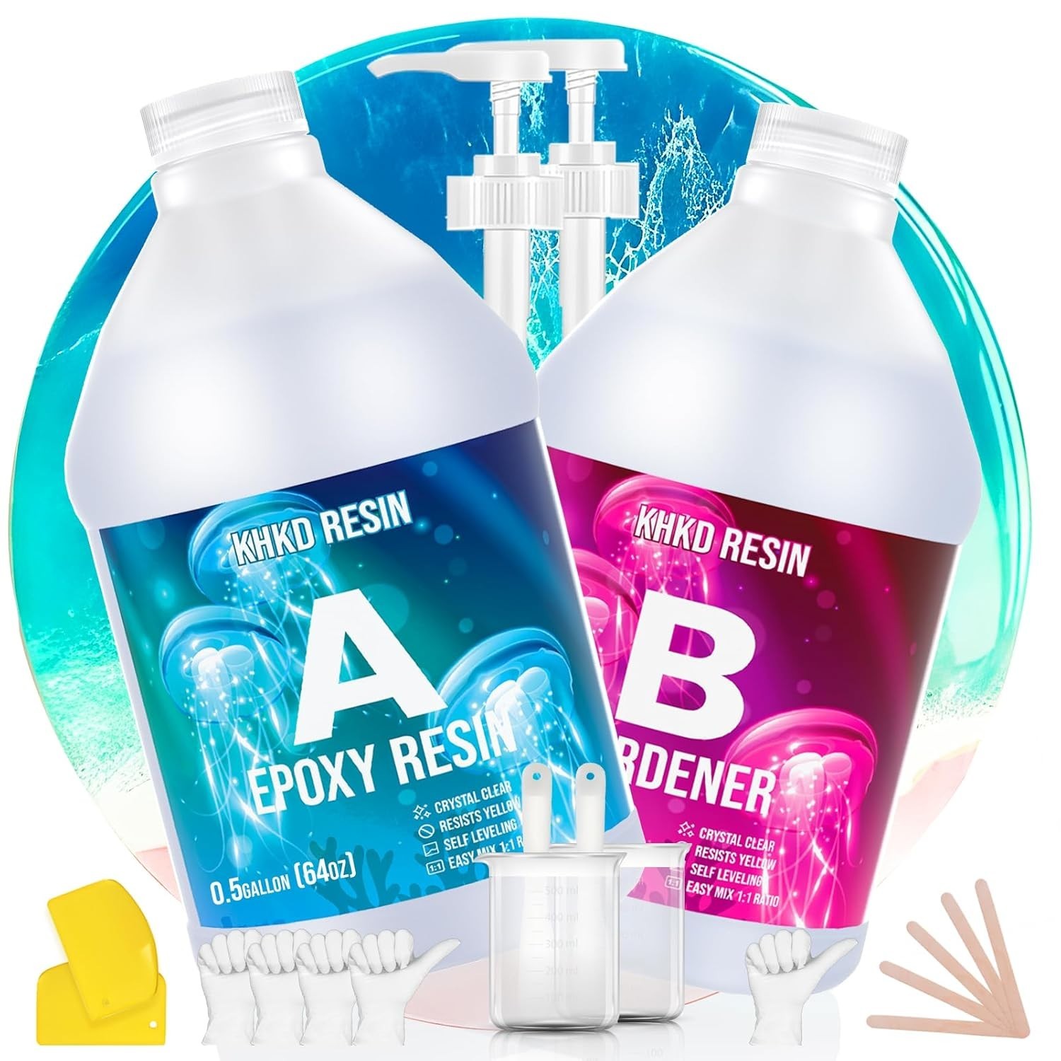 1 Gallon Epoxy Resin Kit- 2 Part Ultra Crystal Clear Resina Epoxica- High Gloss.