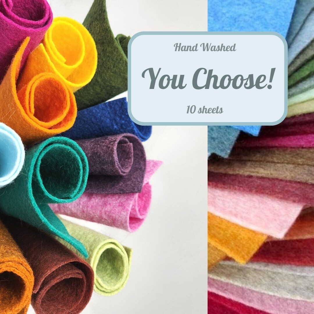 Hand Washed Merino Wool Blend Felt 9″X12″ Sheets / Choose 10 Sheets