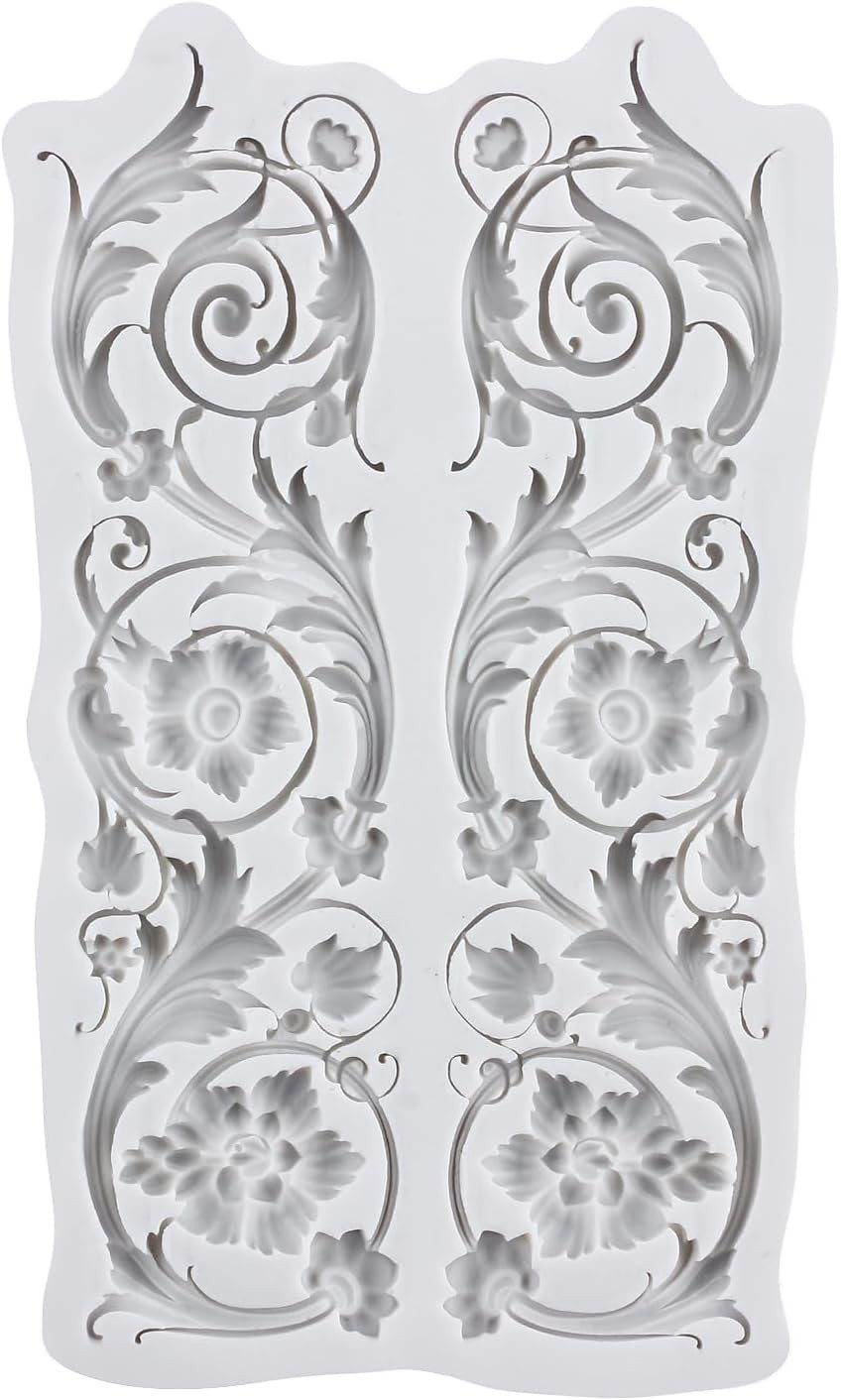 Baroque Style Polymer Clay Mold Curlicues Scroll Lace Silicone Molds 3D
