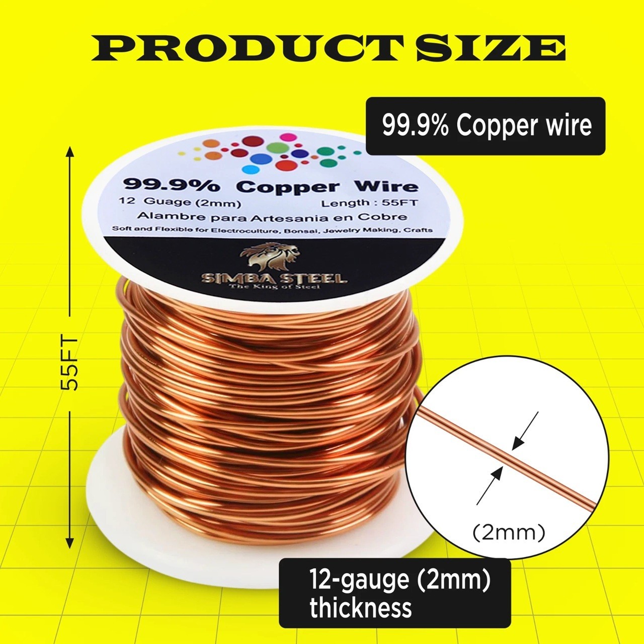 99.9% Pure Copper Wire 16 gauge x 127 FT (1.30mm x 38.7m) Jewelry, DIY, Craft