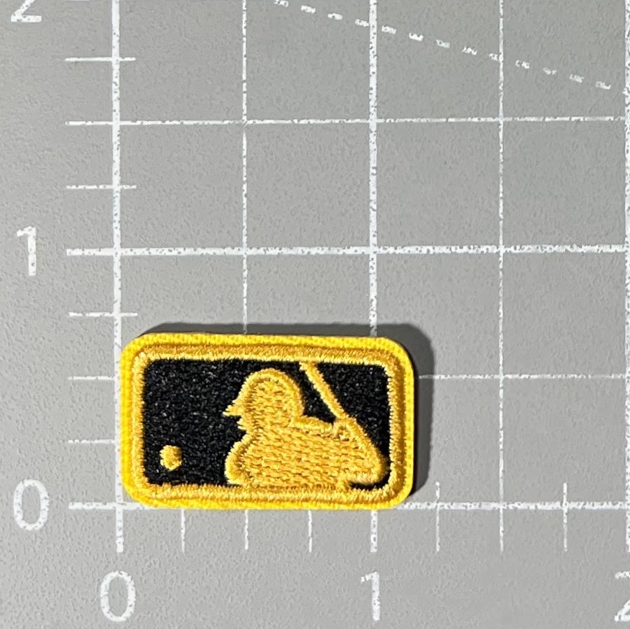 MLB Baseball Logo Patch Black Gold Batterman 2 Pieces Embroidered Iron 0.7×1.12″