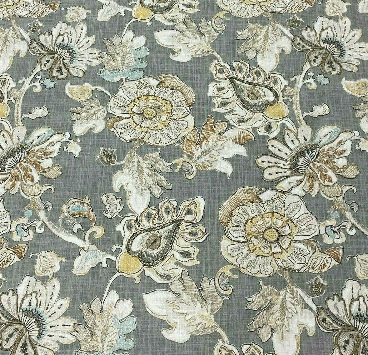 Almada in Granite BTY Richloom 100% Cotton Slub Duck 54″ Wide Gray Jacobean