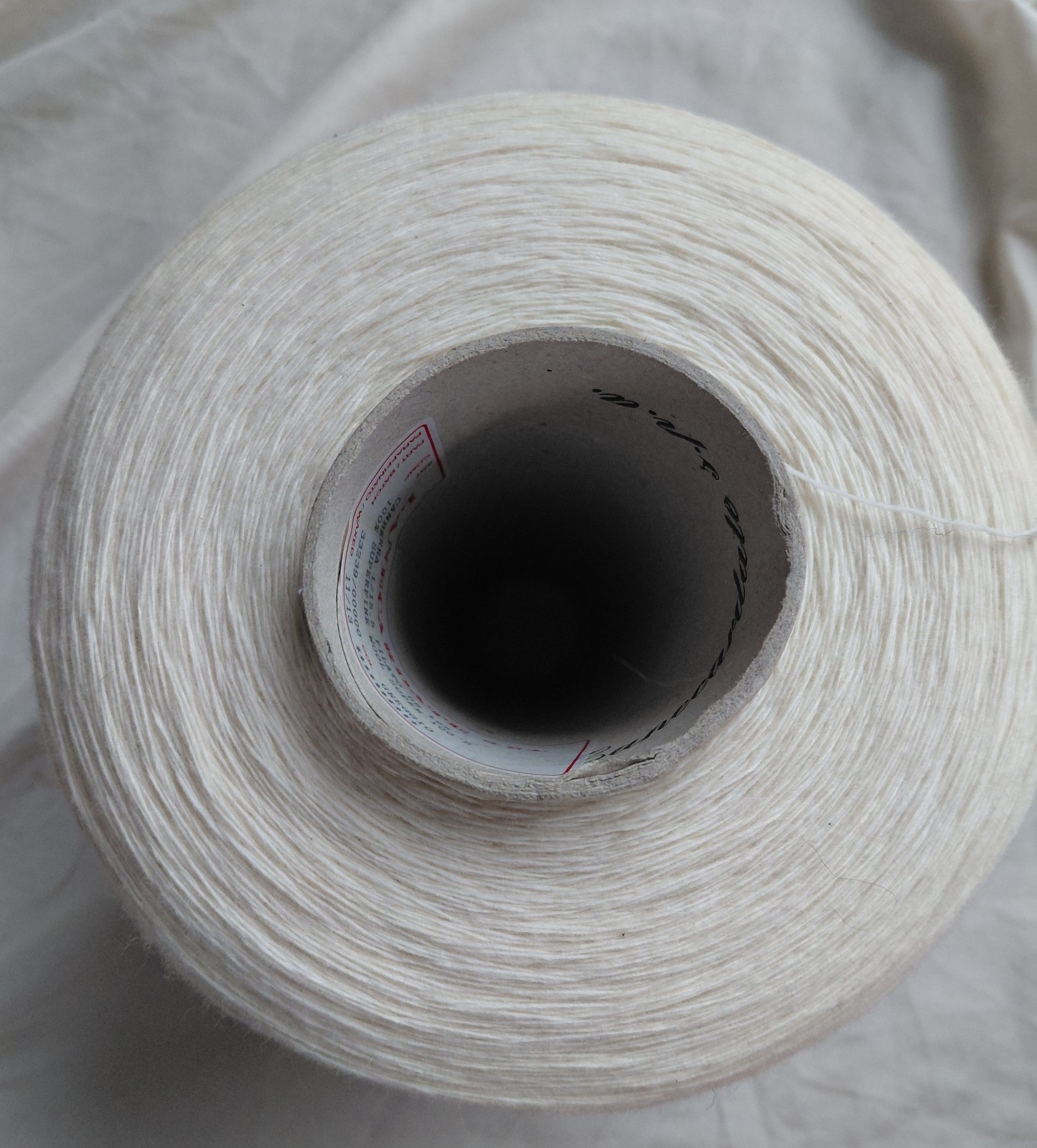 Cone Spool Yarn White 100% Super Fine Wool Large Knitting Crochet 1 Lb 1 Oz