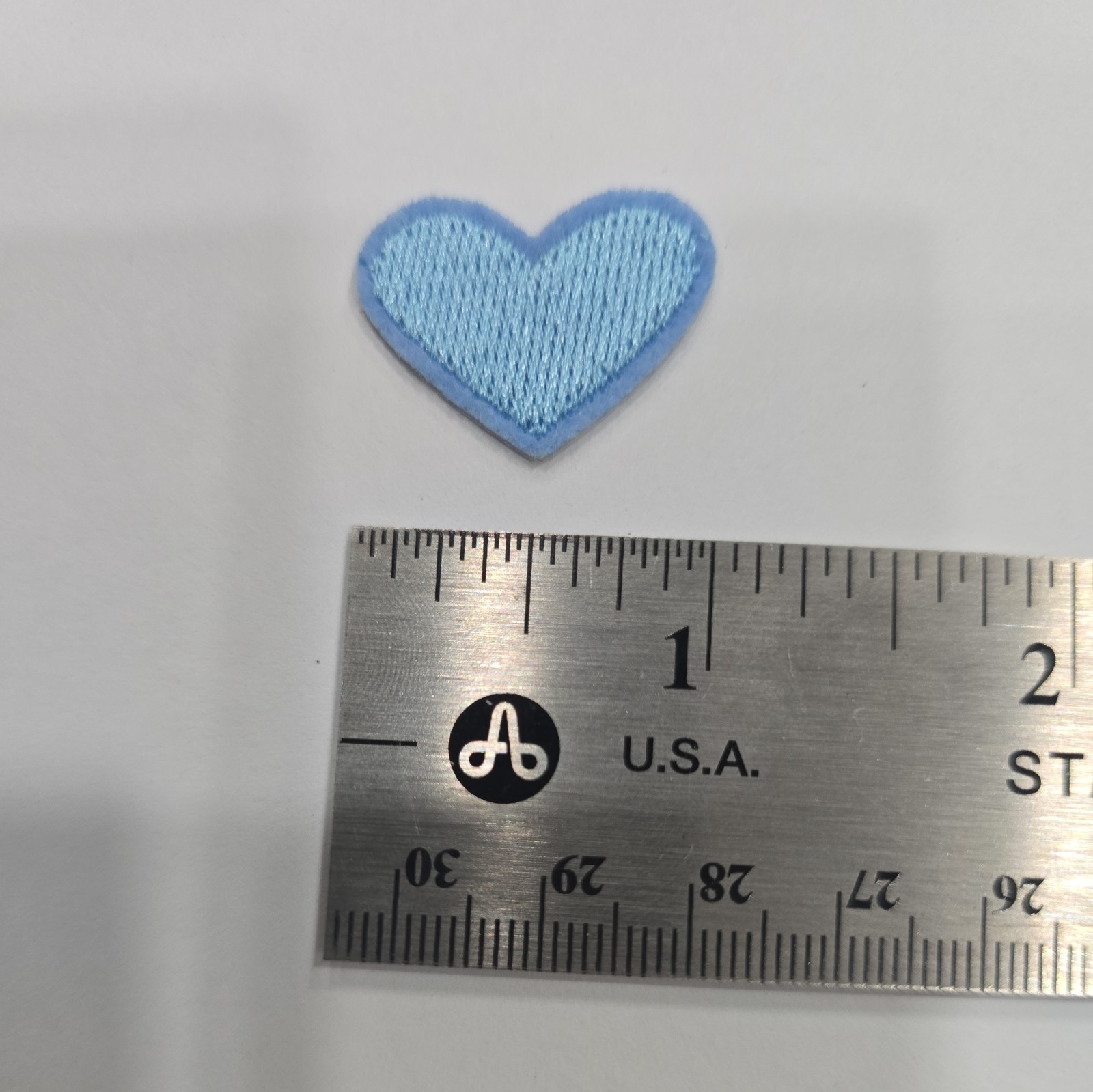 Light blue Heart Embroidered Iron On Patch