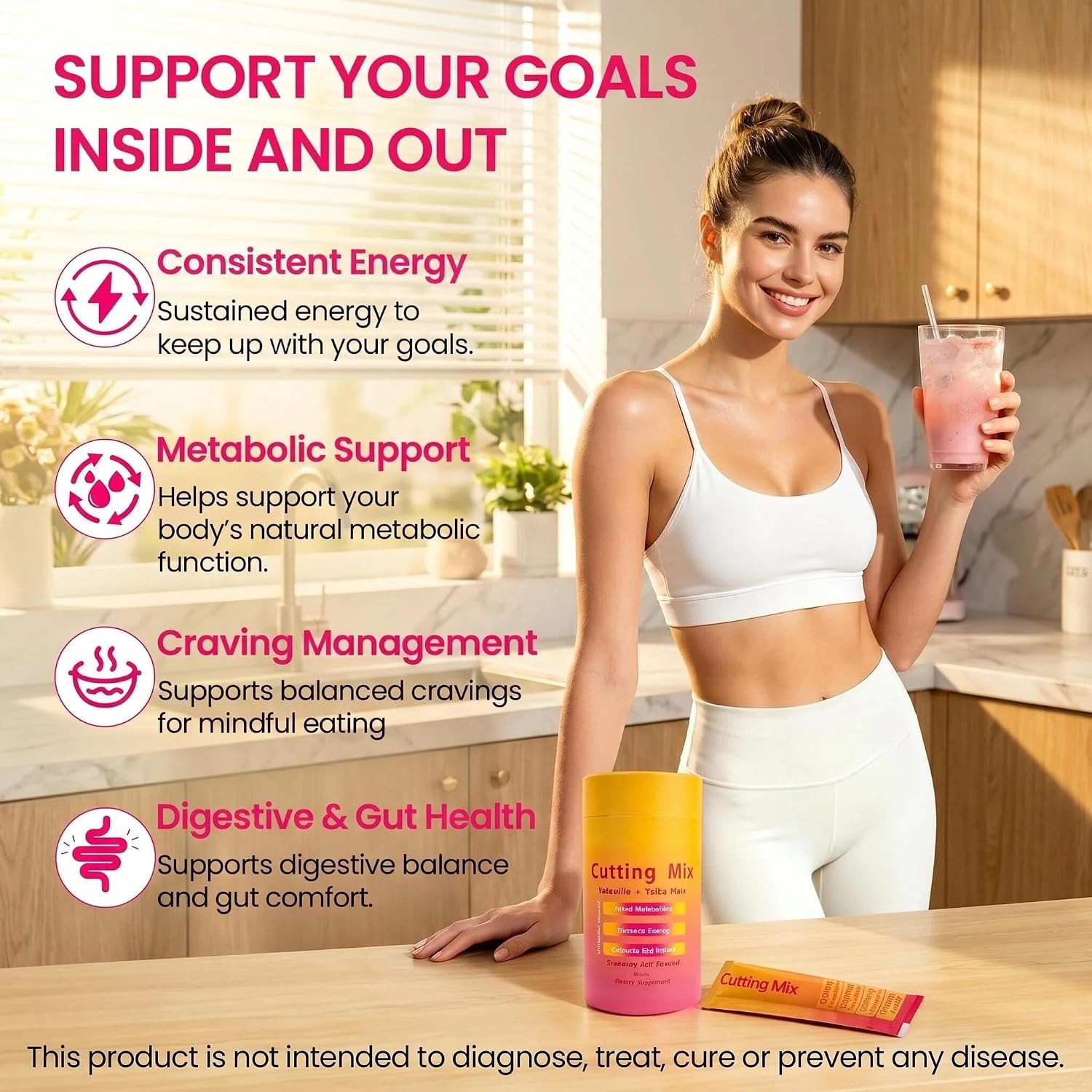 Cutting Mix Drink, Advanced Prebiotic, Vegan,Non-Gmo, Gluten-Free,Energy & Gut H