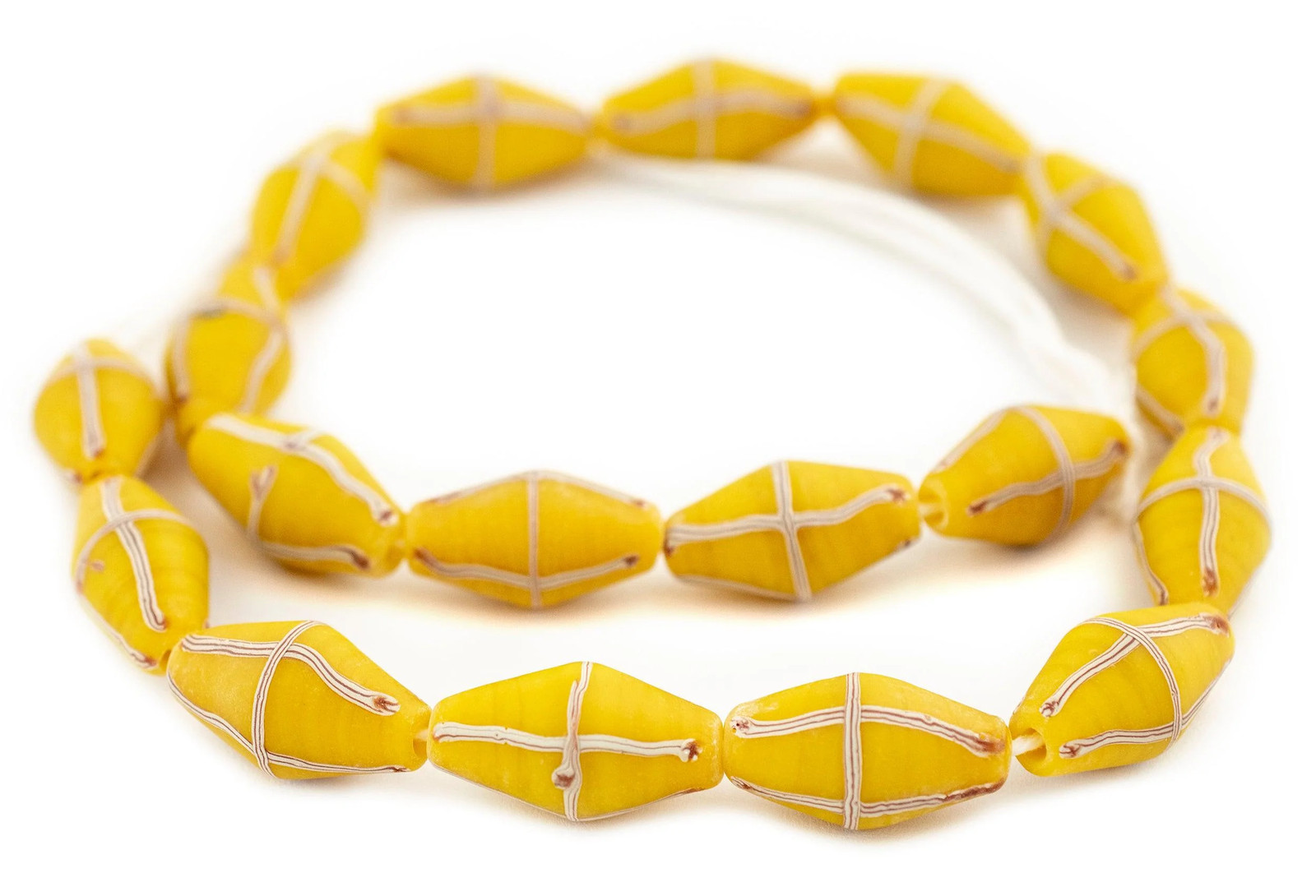 Yellow Java French Cross Beads 14mm Indonesia Bicone Glass Large Hole
