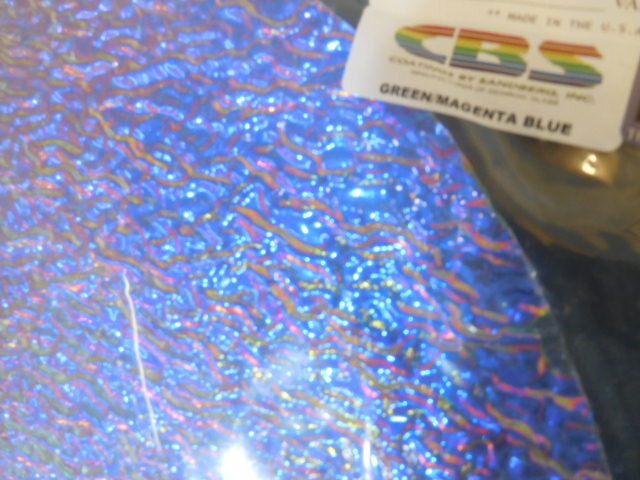 Dichroic Glass:CBS 90 COE Green/Magenta/Blue on Granite Rippled Clear – 3″Sq