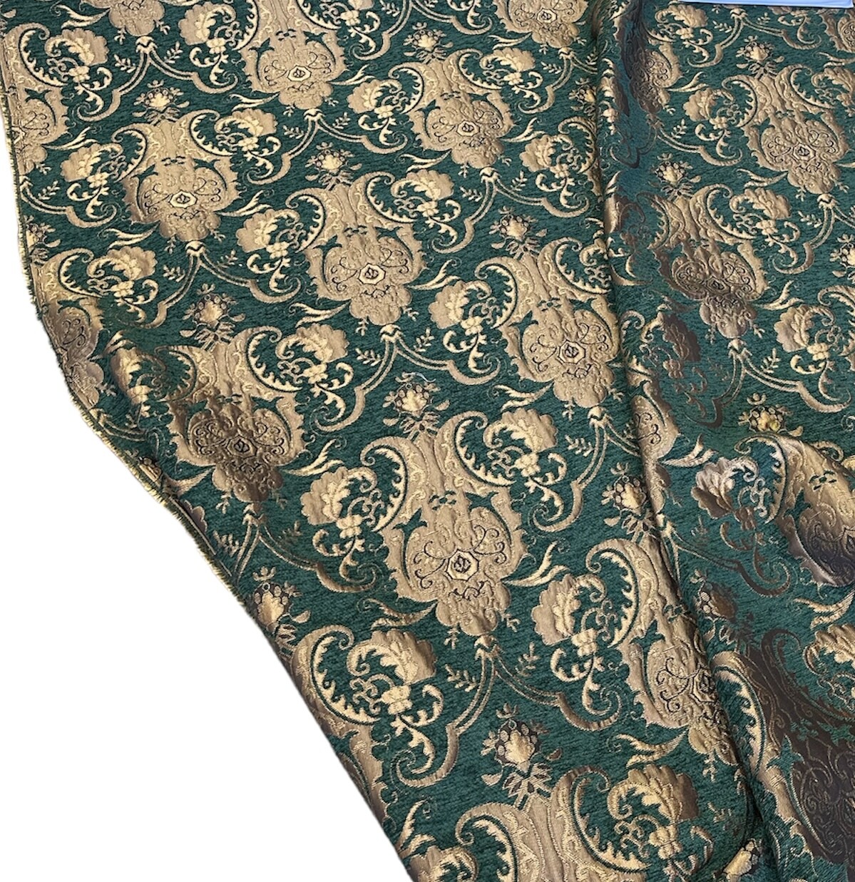 Drapery and Upholstery Chenille Fabric By the Yard Elegant Damask Pattern 58″ w